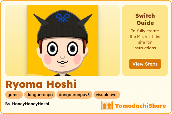 Ryoma Hoshi, a male Mii  with tags: games, danganronpa, danganronpav3, visualnovel