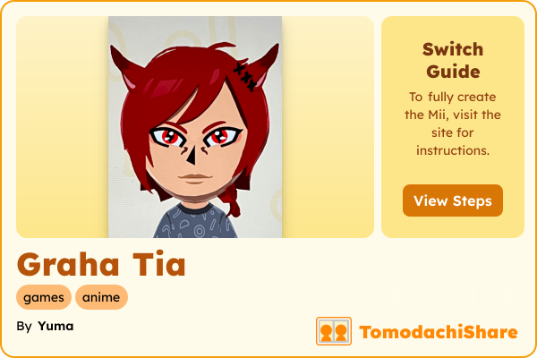 Graha Tia, a male Mii  with tags: games, anime