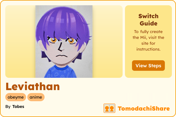 Leviathan, a male Mii  with tags: obeyme, anime