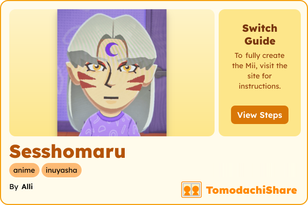 Sesshomaru, a male Mii  with tags: anime, inuyasha