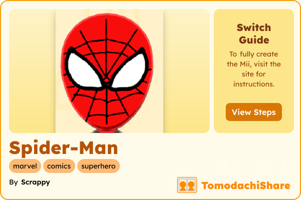 Spider-Man, a male Mii  with tags: marvel, comics, superhero