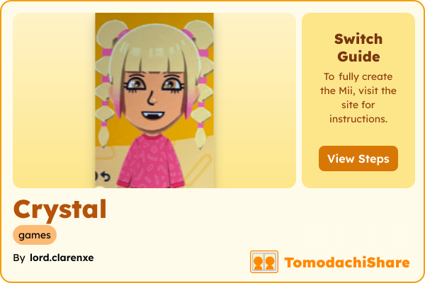 Crystal, a female Mii  with tags: games