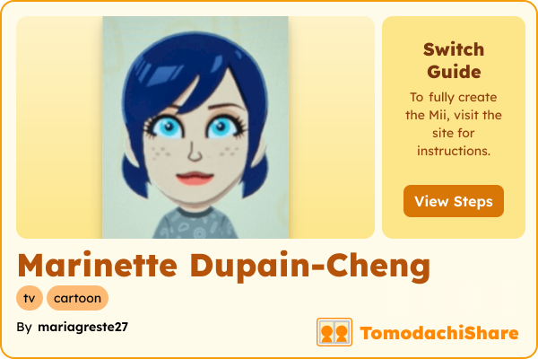 Marinette Dupain-Cheng, a female Mii  with tags: tv, cartoon