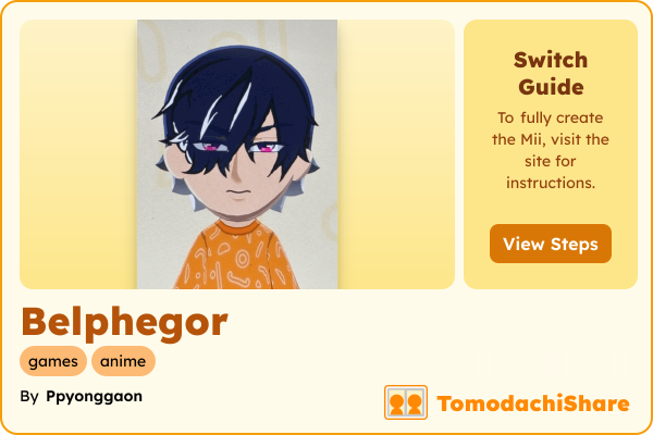 Belphegor, a male Mii  with tags: games, anime