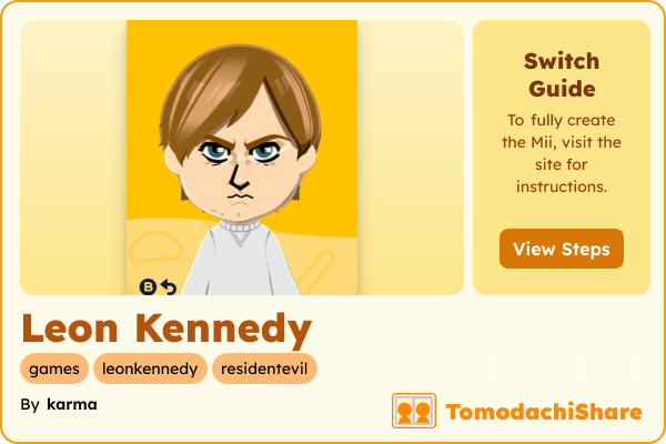 Leon Kennedy, a male Mii  with tags: games, leonkennedy, residentevil