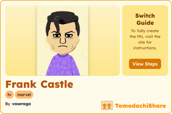 Frank Castle, a male Mii  with tags: tv, marvel