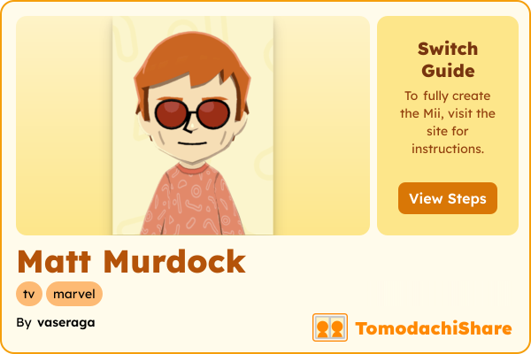 Matt Murdock, a male Mii  with tags: tv, marvel