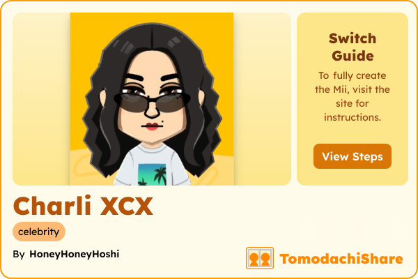 Charli XCX, a female Mii  with tags: celebrity