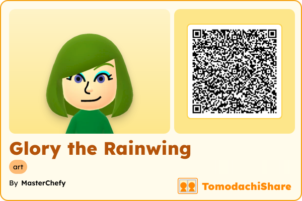 Glory the Rainwing, a female Mii  with tags: art
