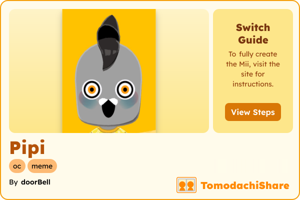 Pipi, a nonbinary Mii  with tags: oc, meme