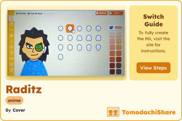 Raditz, a male Mii  with tags: anime