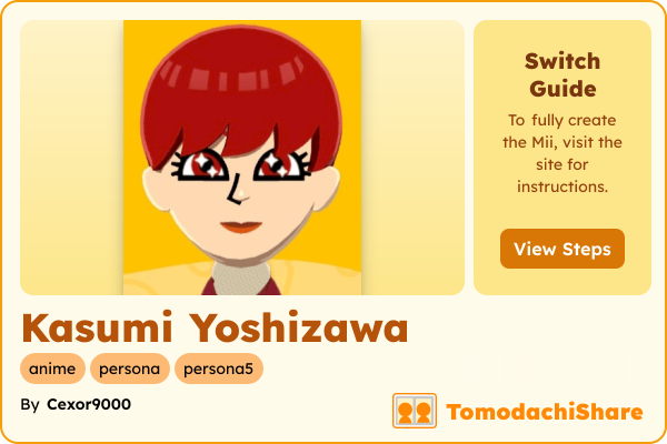 Kasumi Yoshizawa, a female Mii  with tags: anime, persona, persona5