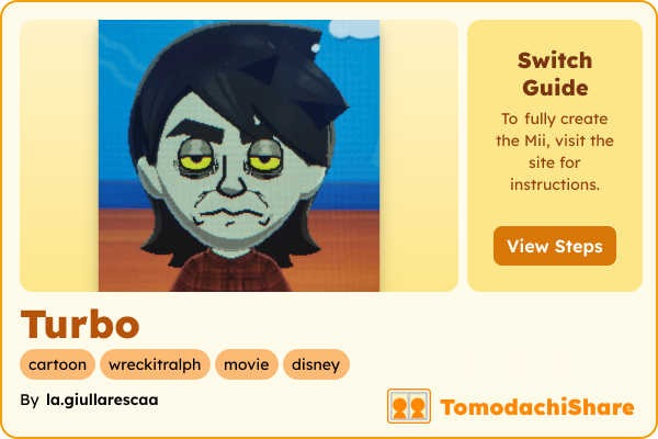 Turbo, a male Mii  with tags: cartoon, wreckitralph, movie, disney