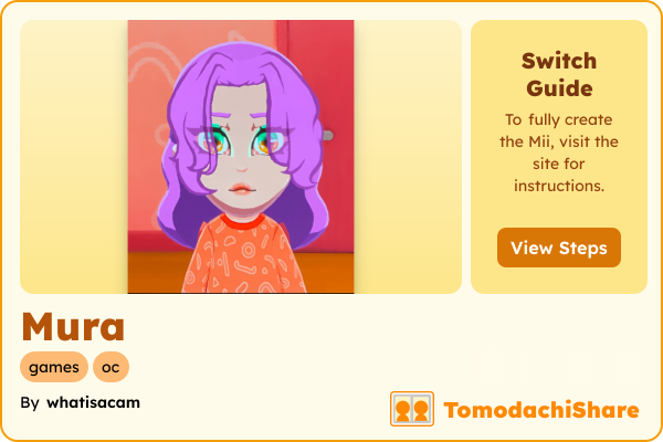 Mura, a female Mii  with tags: games, oc
