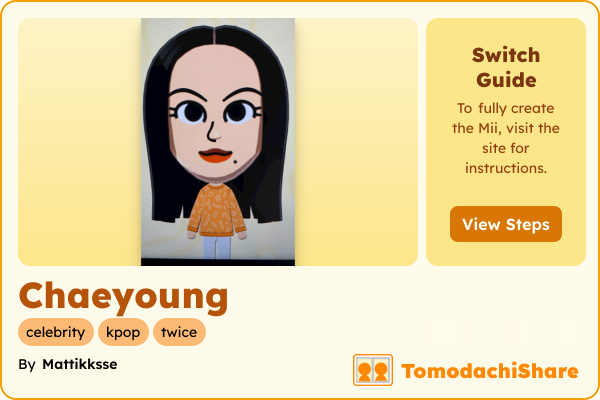 Chaeyoung, a female Mii  with tags: celebrity, kpop, twice