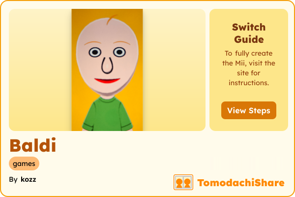 Baldi, a male Mii  with tags: games