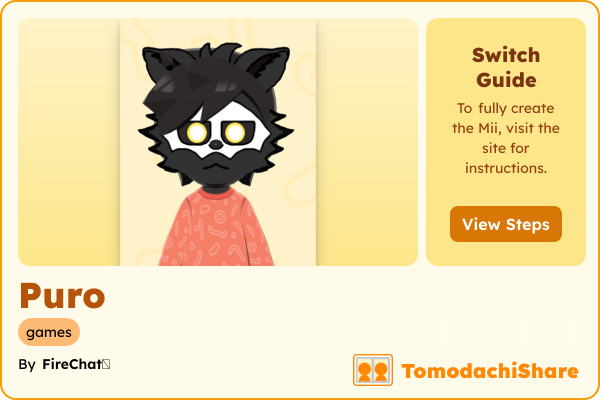 Puro, a male Mii  with tags: games