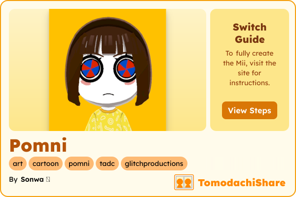 Pomni, a female Mii  with tags: art, cartoon, pomni, tadc, glitchproductions