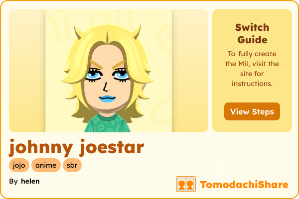 johnny joestar, a male Mii  with tags: jojo, anime, sbr