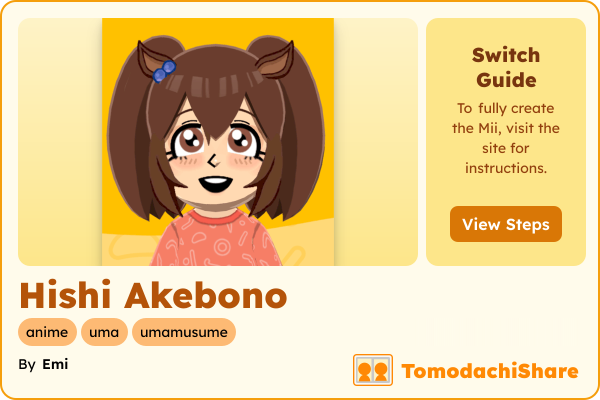 Hishi Akebono, a female Mii  with tags: anime, uma, umamusume