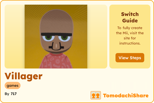 Villager, a male Mii  with tags: games