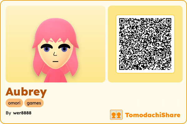 Aubrey, a female Mii  with tags: omori, games