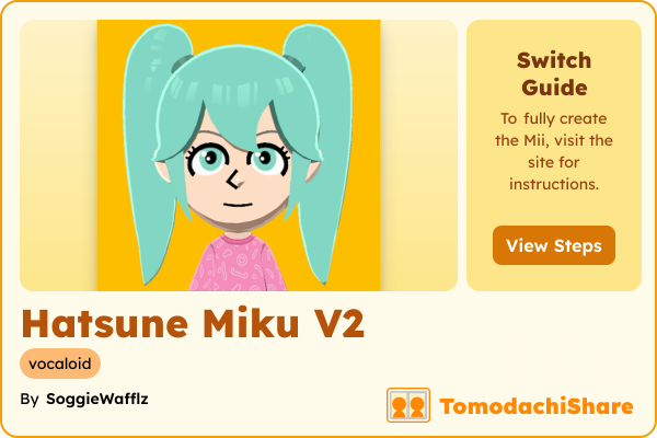 Hatsune Miku V2, a female Mii  with tags: vocaloid
