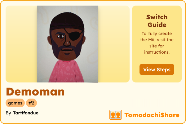 Demoman, a male Mii  with tags: games, tf2