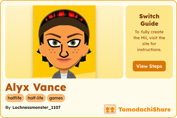Alyx Vance, a female Mii  with tags: halflife, half-life, games