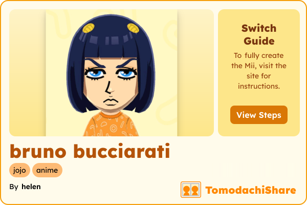 bruno bucciarati, a male Mii  with tags: jojo, anime