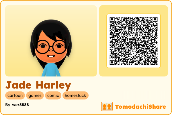 Jade Harley, a female Mii  with tags: cartoon, games, comic, homestuck
