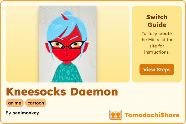 Kneesocks Daemon, a female Mii  with tags: anime, cartoon