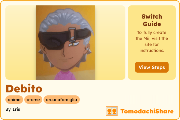 Debito, a male Mii  with tags: anime, otome, arcanafamiglia