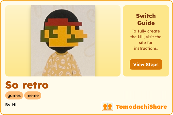 So retro, a male Mii  with tags: games, meme