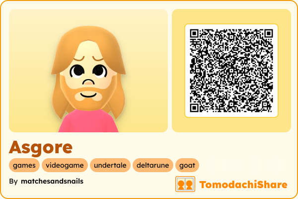 Asgore, a male Mii  with tags: games, videogame, undertale, deltarune, goat