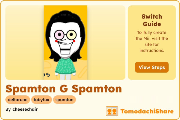 Spamton G Spamton, a male Mii  with tags: deltarune, tobyfox, spamton