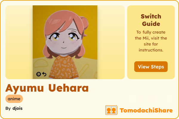 Ayumu Uehara, a male Mii  with tags: anime