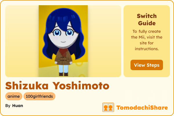 Shizuka Yoshimoto, a female Mii  with tags: anime, 100girlfriends