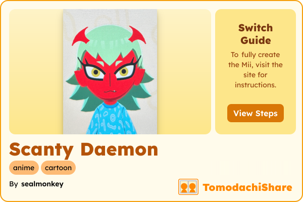 Scanty Daemon, a female Mii  with tags: anime, cartoon