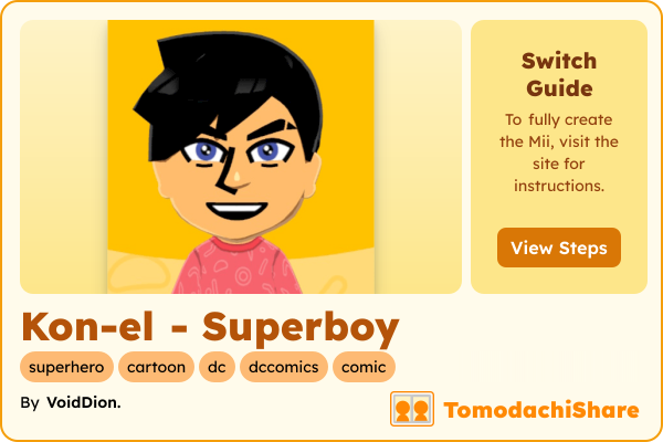 Kon-el - Superboy, a male Mii  with tags: superhero, cartoon, dc, dccomics, comic