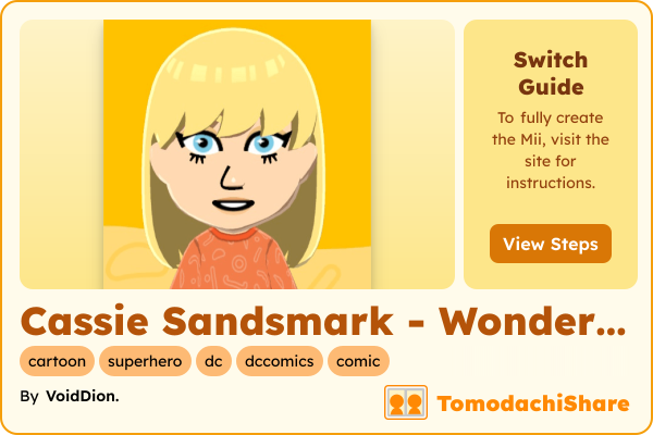 Cassie Sandsmark - Wondergirl, a female Mii  with tags: cartoon, superhero, dc, dccomics, comic