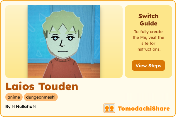 Laios Touden, a male Mii  with tags: anime, dungeonmeshi