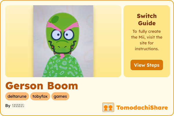Gerson Boom, a male Mii  with tags: deltarune, tobyfox, games