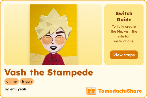 Vash the Stampede, a male Mii  with tags: anime, trigun