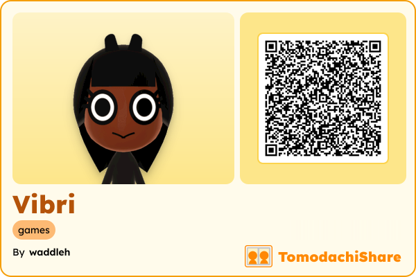 Vibri, a female Mii  with tags: games