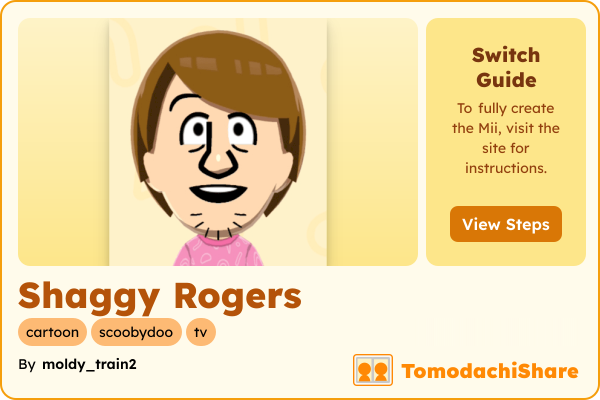 Shaggy Rogers, a male Mii  with tags: cartoon, scoobydoo, tv