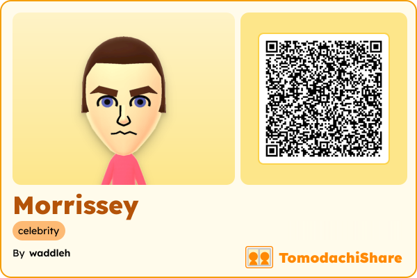 Morrissey, a female Mii  with tags: celebrity