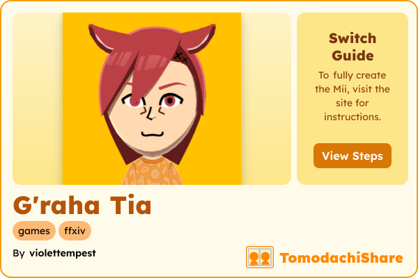 G'raha Tia, a male Mii  with tags: games