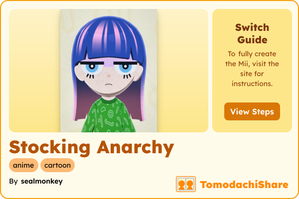 Stocking Anarchy, a female Mii  with tags: anime, cartoon