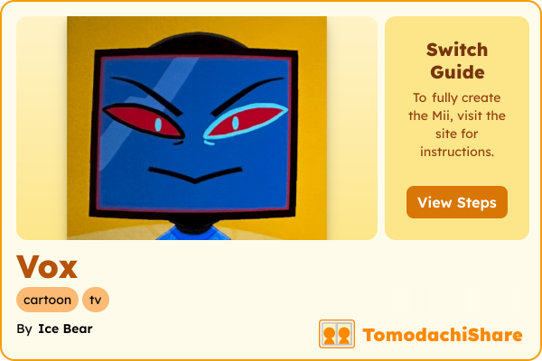 Vox, a male Mii  with tags: cartoon, tv
